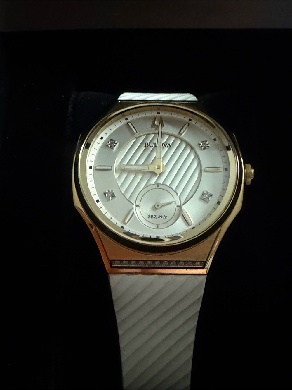 Bulova White and Gold Women's Diamond Accent Watch